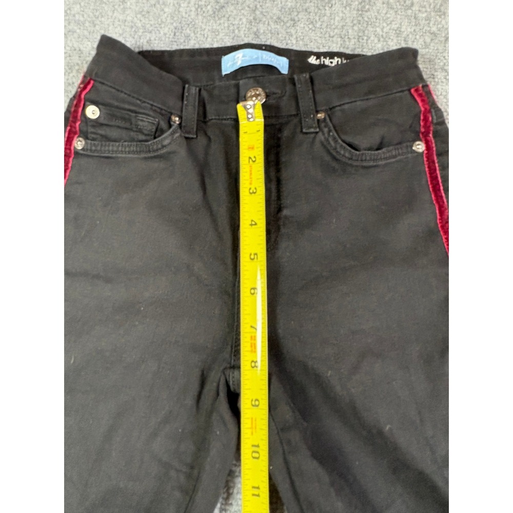 7 For All Mankind b(air) High Waist Ankle Skinny Jeans Black Velvet Stripe 24 - Picture 4 of 10